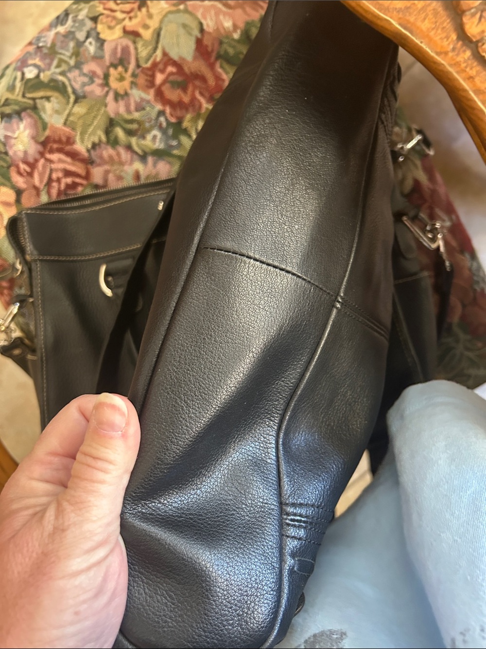 b. makowsky Black Leather Shoulder Bag with Tassel Hardware - Picture 10 of 10
